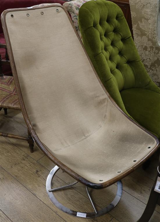 A 1960s/70s canvas and chrome swivel chair